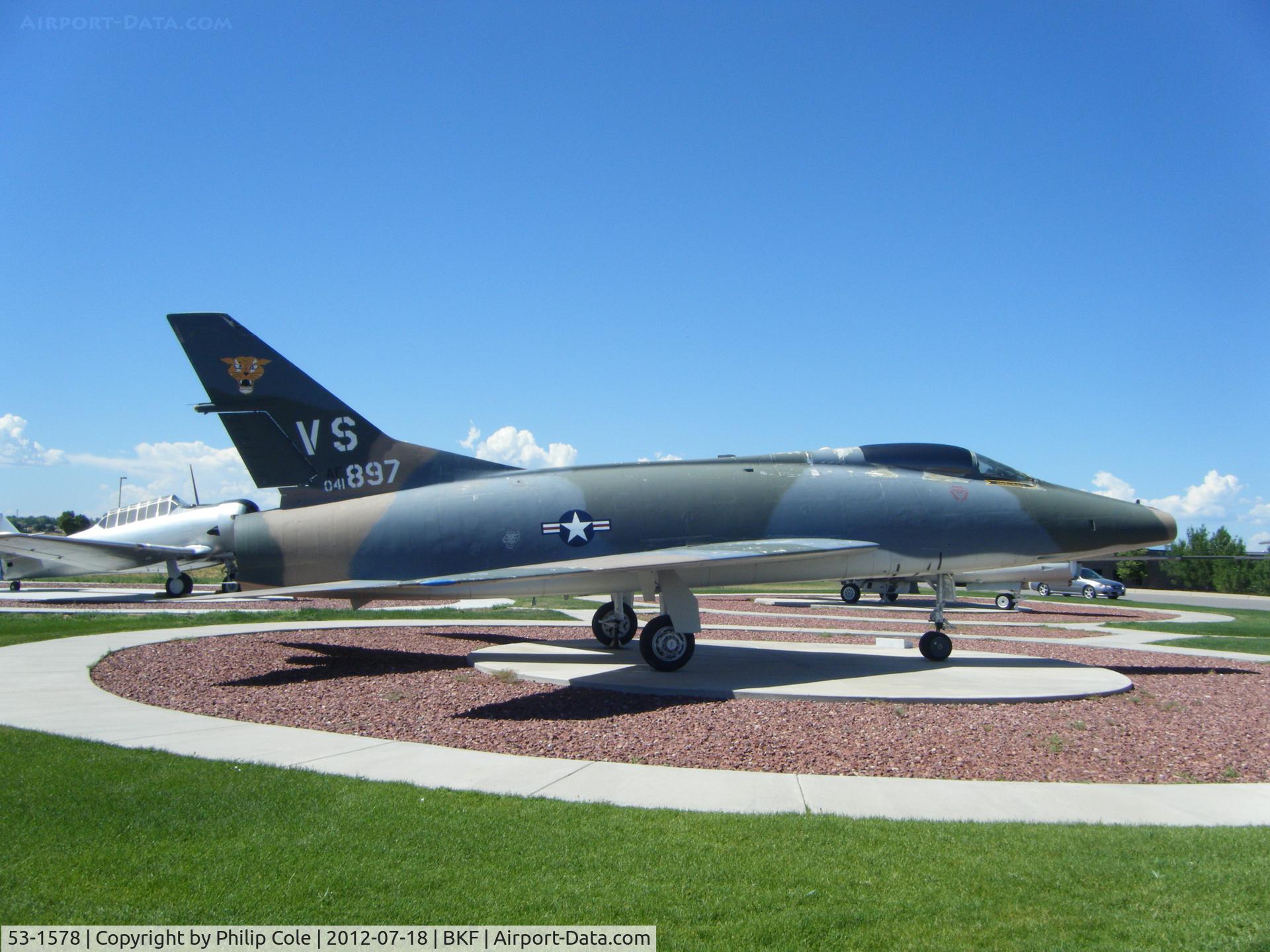 53-1578, 1953 North American F-100A Super Sabre C/N 192-73, Preserved Outside the 140 WG HQ Building