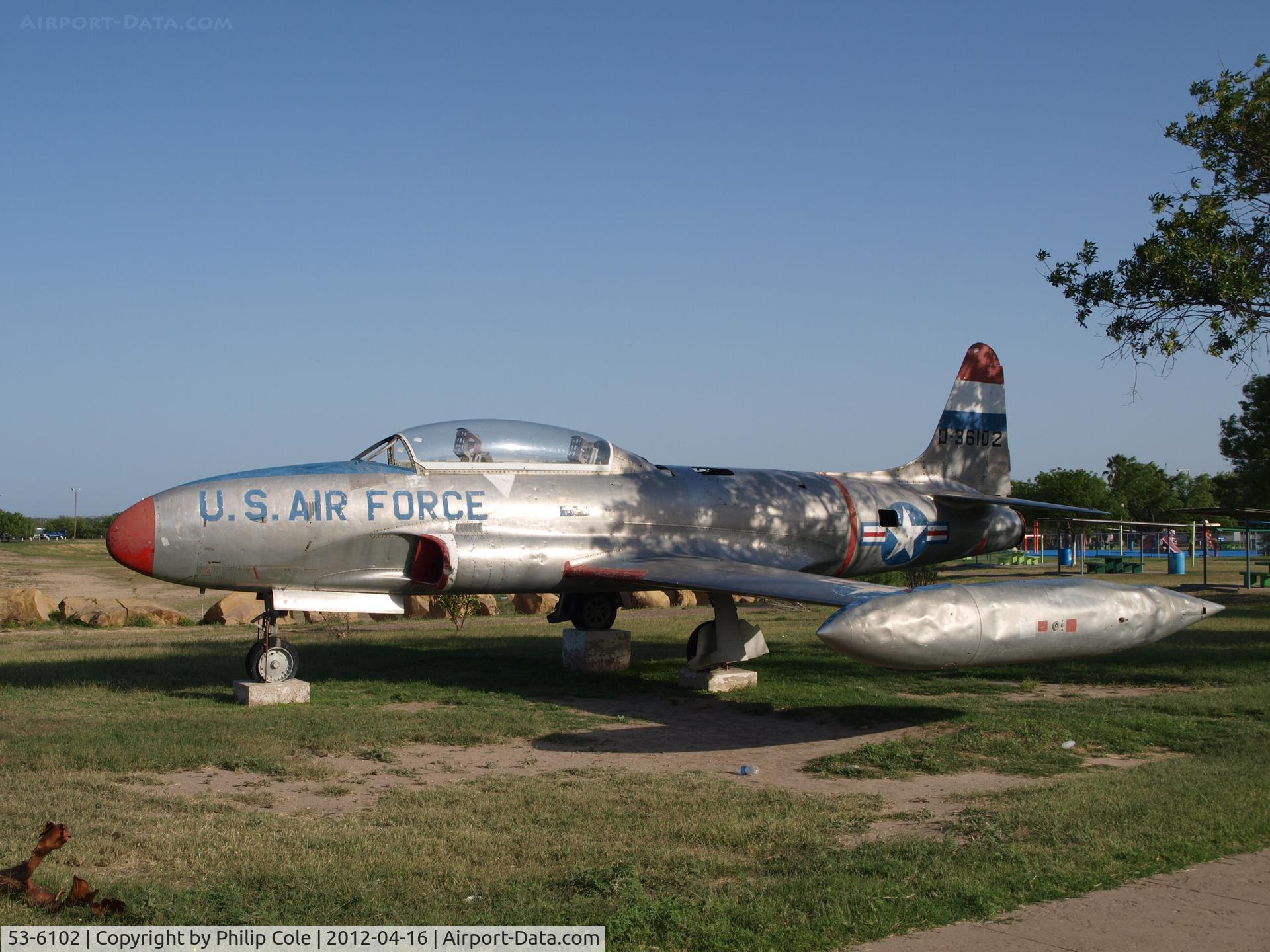 53-6102, 1953 Lockheed T-33A Shooting Star C/N 580-9723, Maverick County Lake Park, Eagle Pass