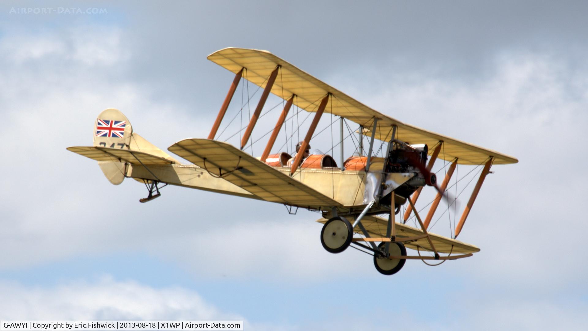 G-AWYI, 1969 Royal Aircraft Factory BE-2c Replica C/N 001, 43. G-AWYI at The 28th. International Moth Rally at Woburn Abbey, Aug. 2013.