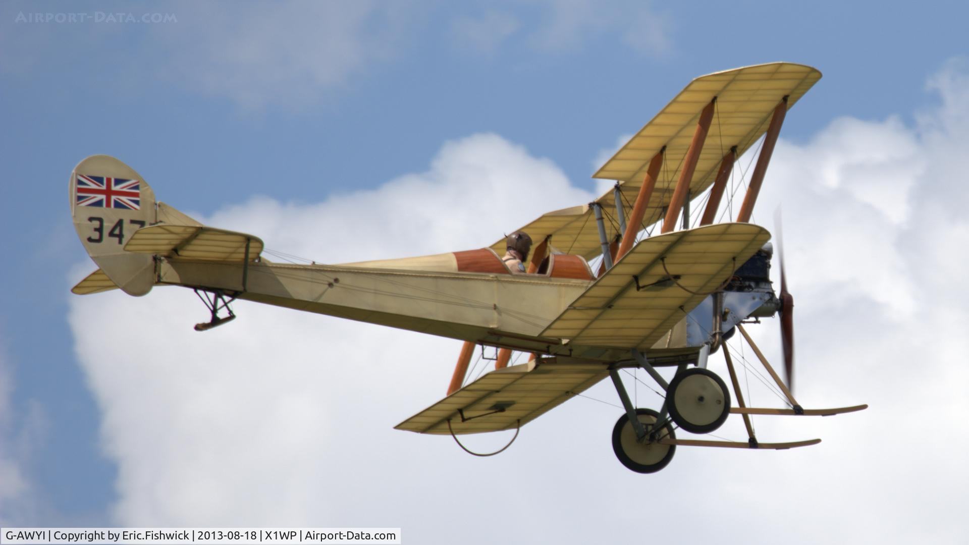 G-AWYI, 1969 Royal Aircraft Factory BE-2c Replica C/N 001, 44. G-AWYI at The 28th. International Moth Rally at Woburn Abbey, Aug. 2013.