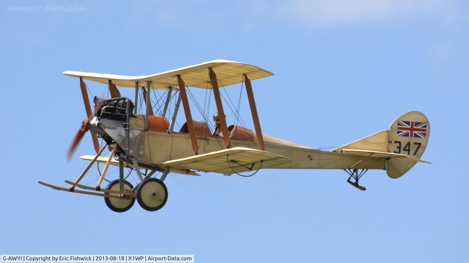 G-AWYI, 1969 Royal Aircraft Factory BE-2c Replica C/N 001, 41. G-AWYI at The 28th. International Moth Rally at Woburn Abbey, Aug. 2013.
