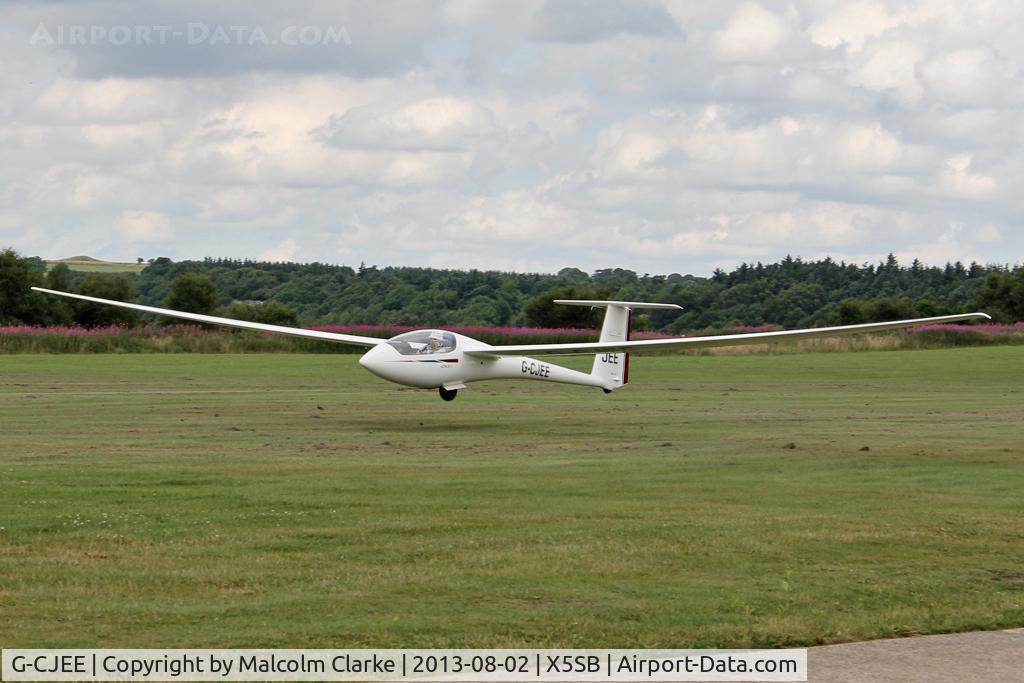 G-CJEE, 1978 Schleicher ASW-20L C/N 20073, Schleicher ASW-20L being launched for a cross country flight during The Northern Regional Gliding Competition, Sutton Bank, North Yorks, August 2nd 2013.