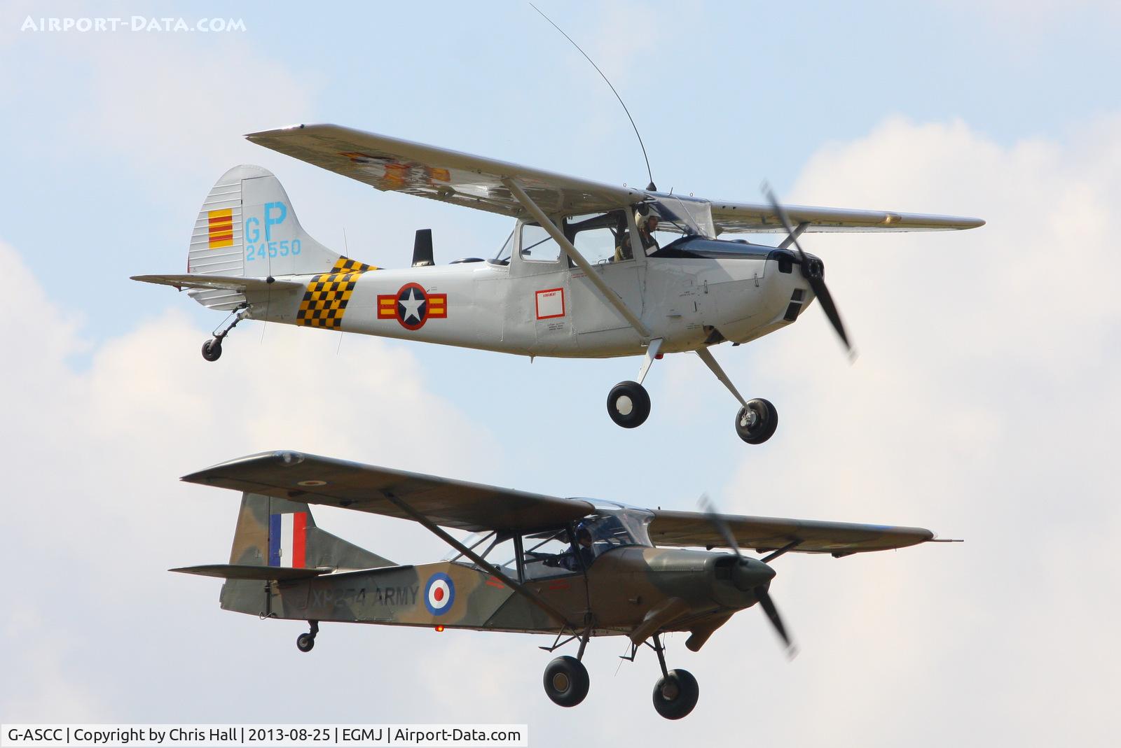 G-ASCC, 1962 Auster AOP.11 C/N B5/10/162, displaying with G-PDOG at the Little Gransden Air & Vintage Vehicle Show