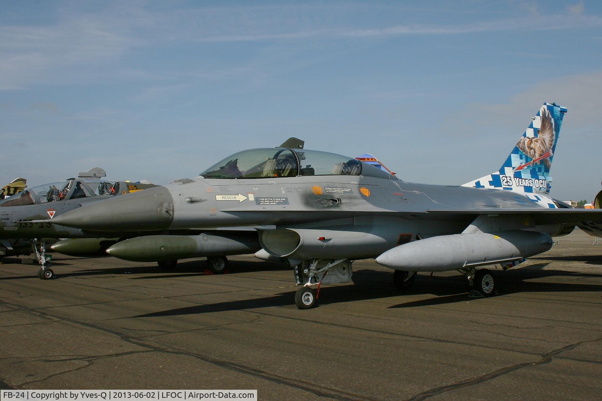 FB-24, General Dynamics F-16BM Fighting Falcon C/N 6J-24, Belgian Air Force General Dynamics F-16BM Fighting Falcon, Chateaudun Air Base 279 (LFOC).  OCU painted up two-seater FB-24 on the occasion of the OCU's (Operational Conversion Unit)15th anniversary.