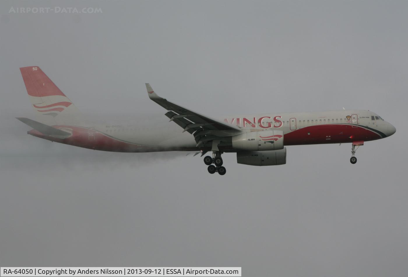 RA-64050, 2009 Tupolev Tu-204-100V C/N 145074-64050, On short final for runway 01R