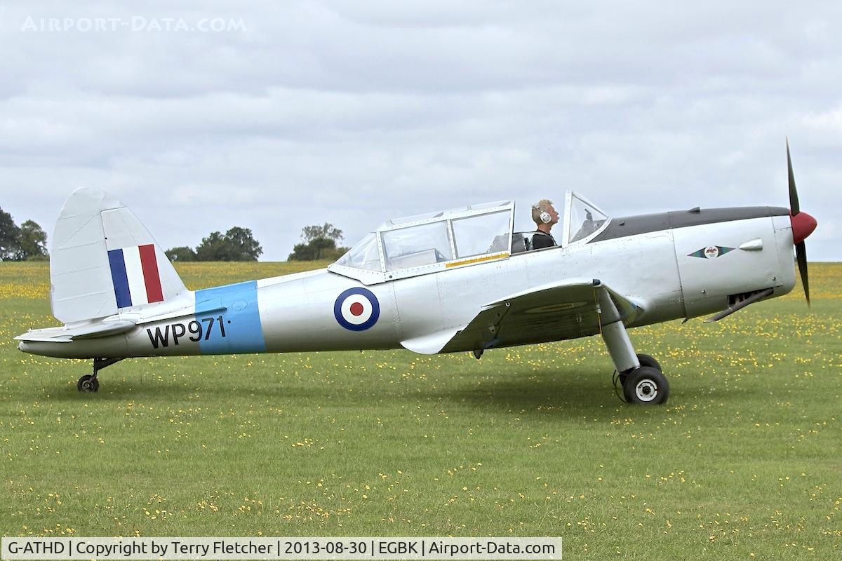 G-ATHD, 1953 De Havilland DHC-1 Chipmunk T.10 C/N C1/0837, Photographed at Sywell in the UK during the 2013 Light Aircraft Association Rally