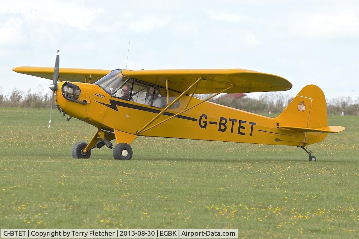 G-BTET, 1991 Piper J3C-65 Cub Cub C/N 18296, Photographed at Sywell in the UK during the 2013 Light Aircraft Association Rally