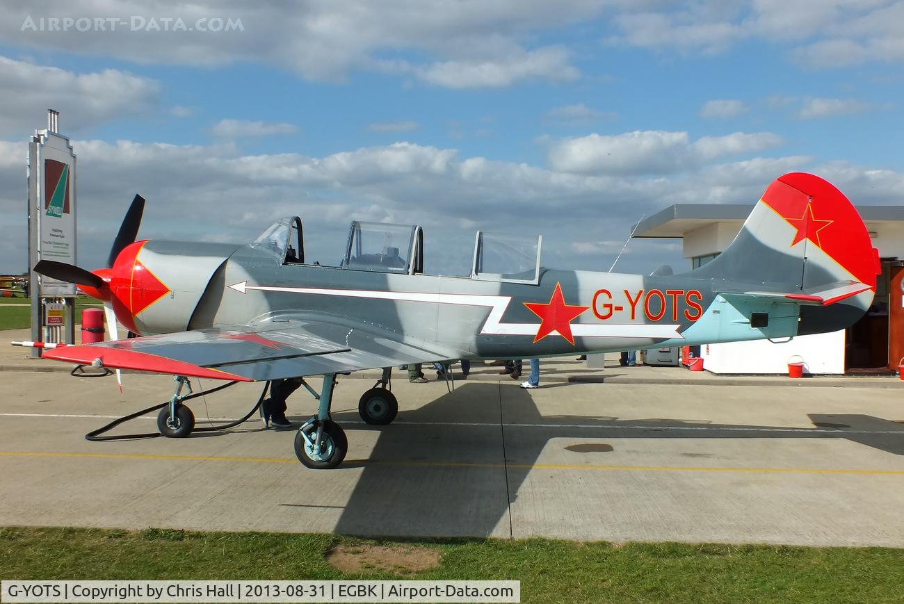 G-YOTS, 1990 Bacau Yak-52 C/N 9010308, at the LAA Rally 2013, Sywell