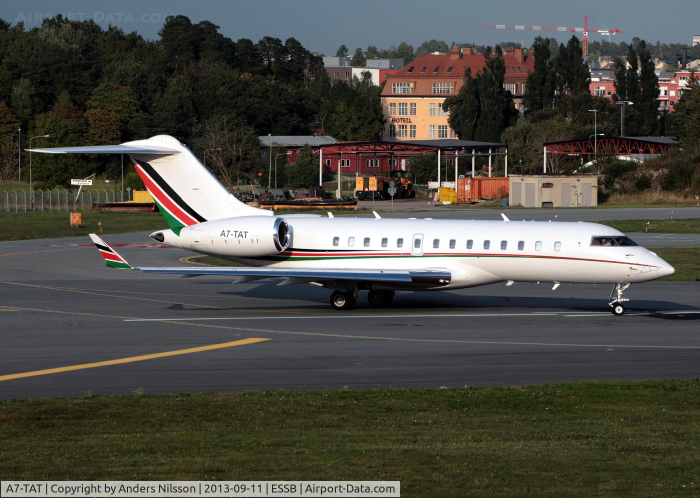 A7-TAT, 2009 Bombardier BD-700-1A11 Global 5000 C/N 9379, Lining up runway 12.
