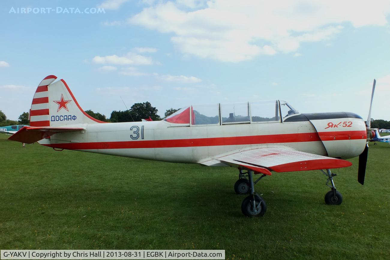 G-YAKV, 1991 Yakovlev (Aerostar) Yak-52 C/N 9111311, at the LAA Rally 2013, Sywell