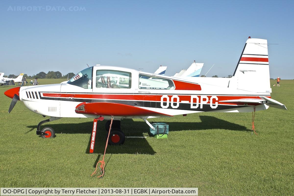 OO-DPG, 1974 Grumman American AA-5 Traveler C/N AA5-0647, Attended the 2013 Light Aircraft Association Rally at Sywell in the UK