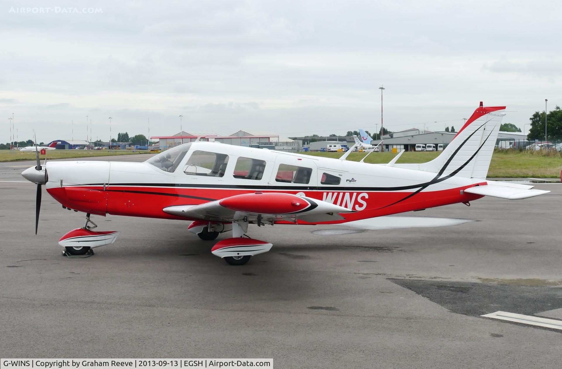 G-WINS, 1976 Piper PA-32-300 Cherokee Six Cherokee Six C/N 32-7640065, Parked at Norwich.