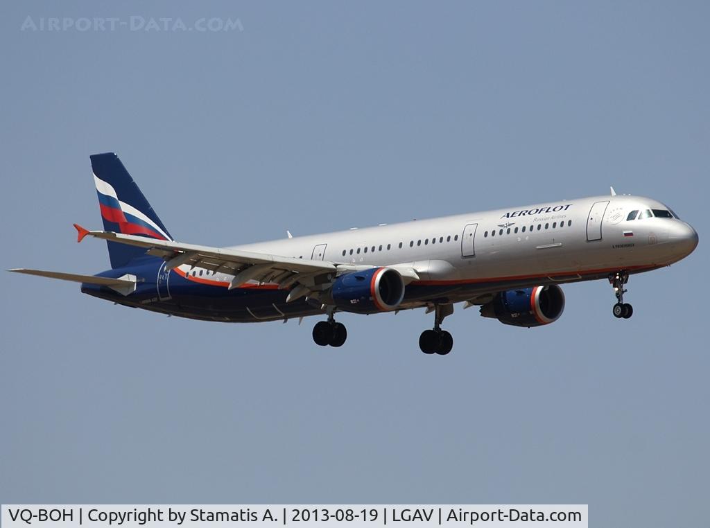 VQ-BOH, 2012 Airbus A321-211 C/N 5044, Landing on 03L
@ LGAV
19/8/2013