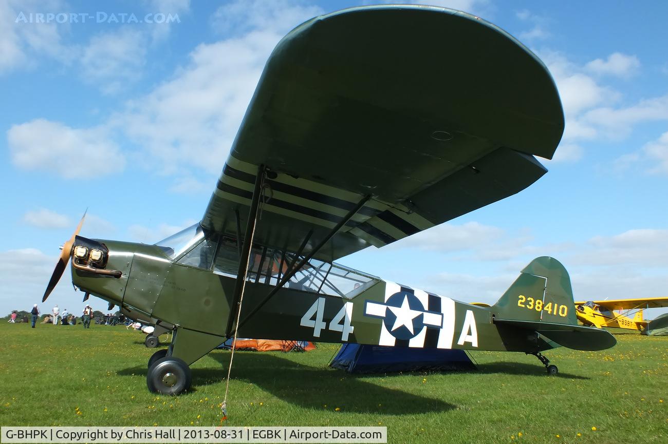 G-BHPK, 1943 Piper L-4H Grasshopper (J3C-65D) C/N 12161, at the LAA Rally 2013, Sywell