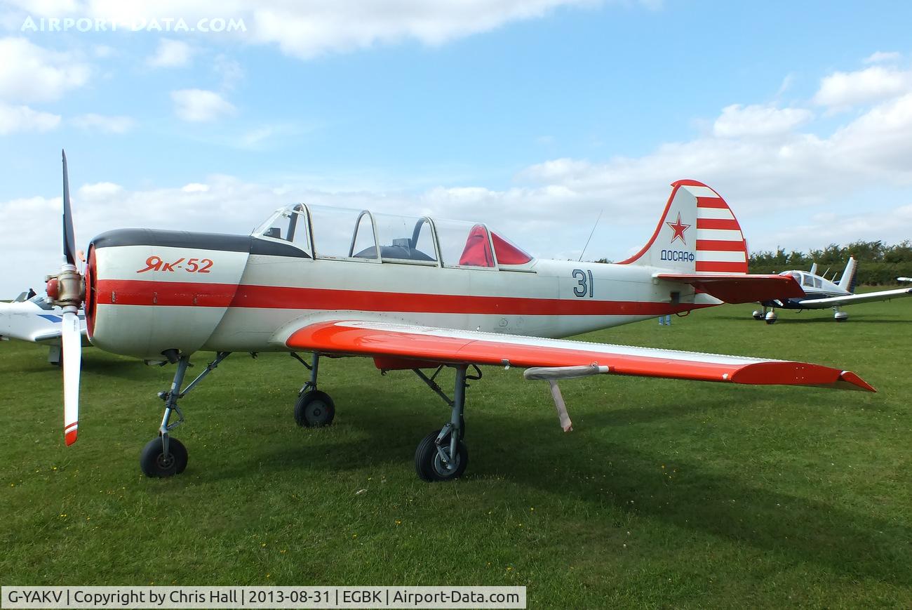 G-YAKV, 1991 Yakovlev (Aerostar) Yak-52 C/N 9111311, at the LAA Rally 2013, Sywell