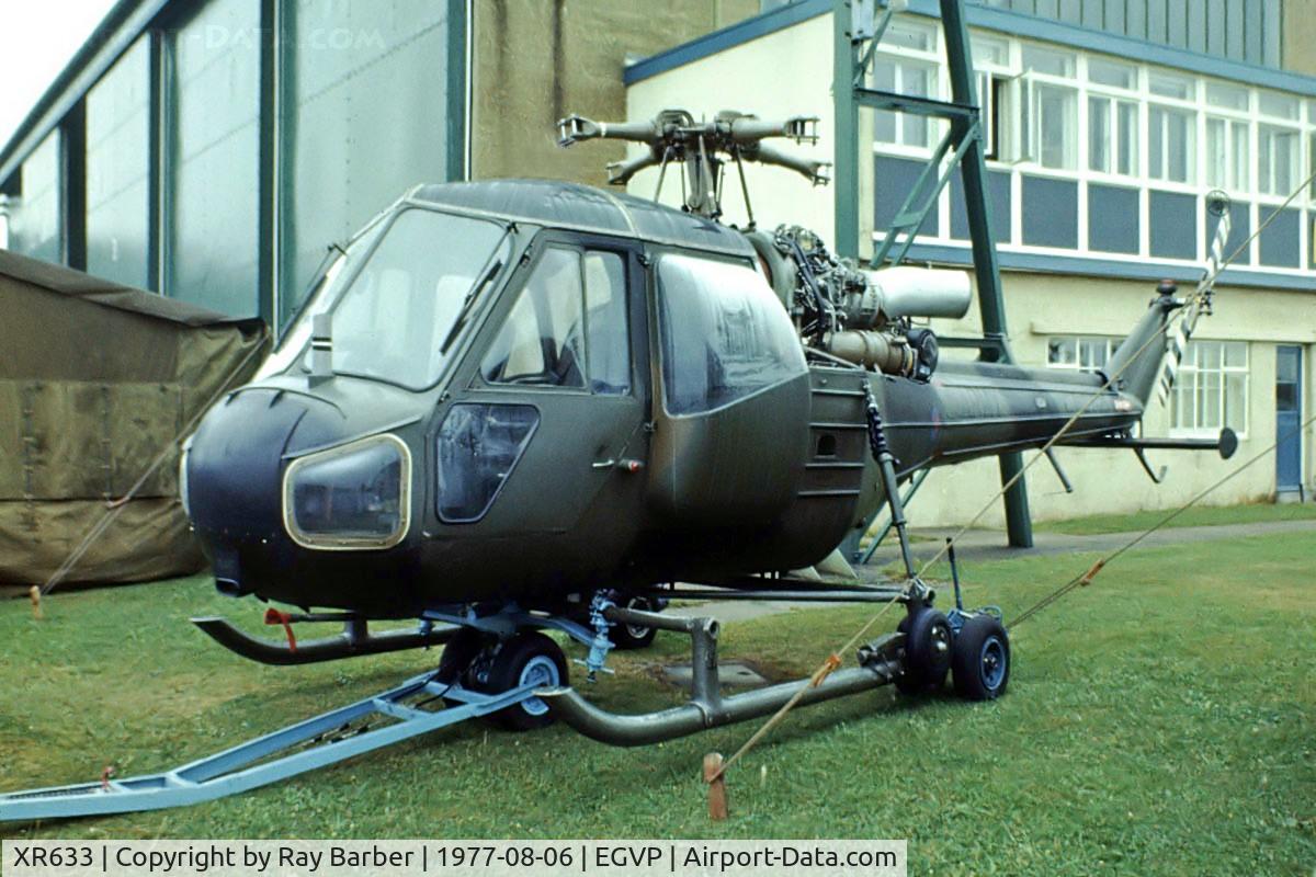 XR633, 1964 Westland Scout AH.1 C/N F9533, Westland Scout AH.1 [F.9533] (Army Air Corp) AAC Middle Wallop~G 06/08/1977. Marked TAD625. Taken from a slide.