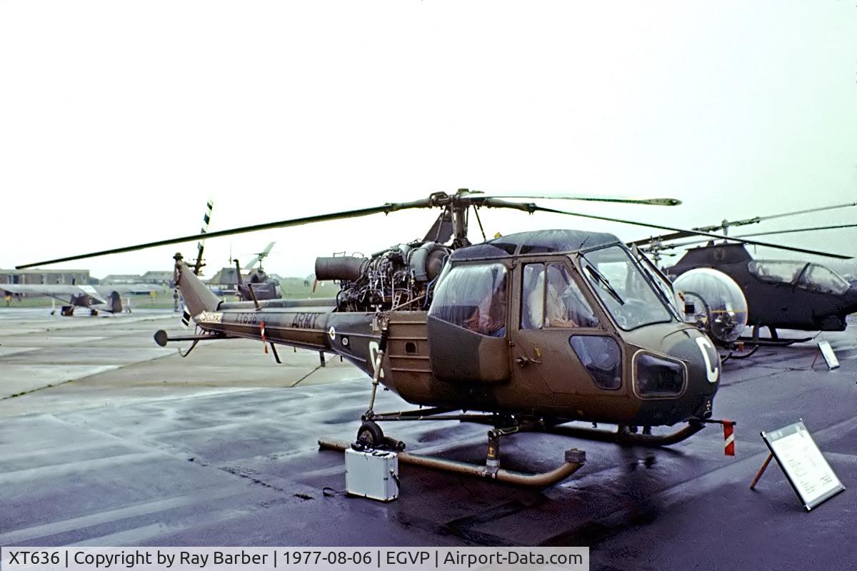 XT636, 1966 Westland Scout AH.1 C/N F9642, Westland Scout AH.1 [F.9642] (Army Air Corp) AAC Middle Wallop~G 06/08/1977. Coded C .Taken from a slide.