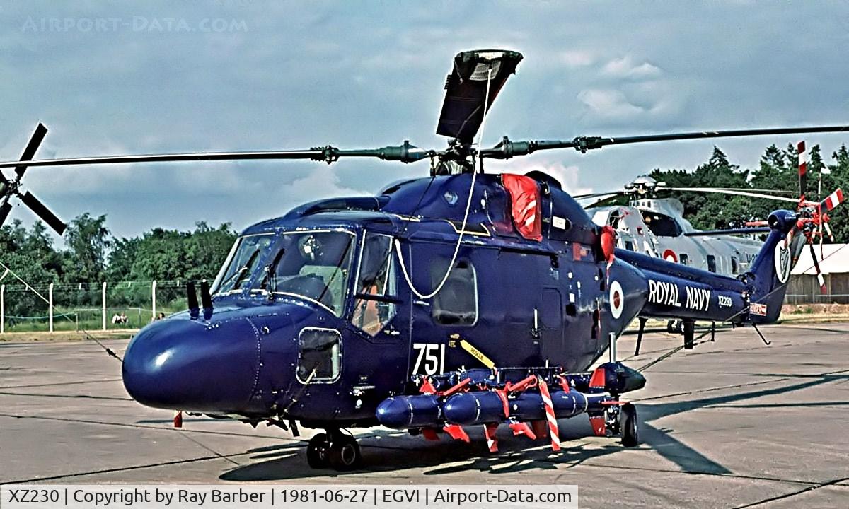 XZ230, 1976 Westland Lynx HAS.2 C/N 005, Westland Lynx HAS.2 [005] (Royal Navy) RAF Greenham Common~G 27/06/1981. Taken from a slide.
