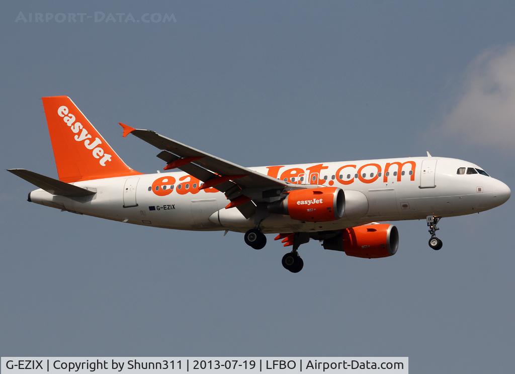 G-EZIX, 2005 Airbus A319-111 C/N 2605, Landing rwy 14R without 'Come On, Let's Fly' titles