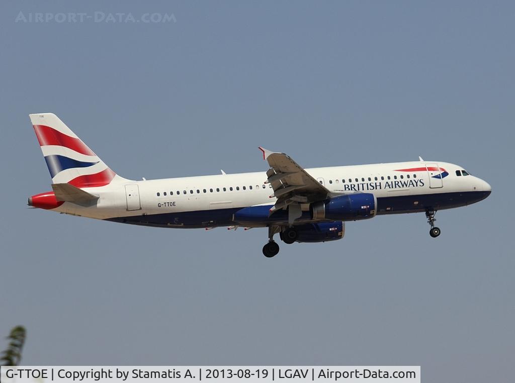 G-TTOE, 2002 Airbus A320-232 C/N 1754, Landing on 03L 
@ LGAV
19/8/2013