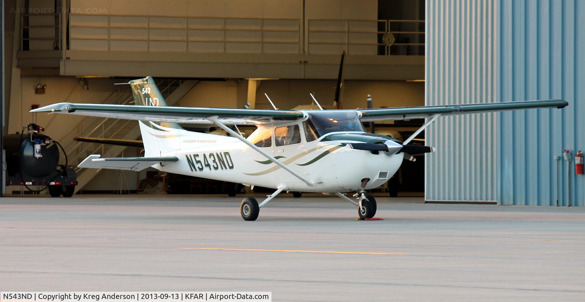 N543ND, Cessna 172S C/N 172S10985, Cessna 172S Skyhawk from the University of North Dakota on the ramp at Fargo Jet Center.