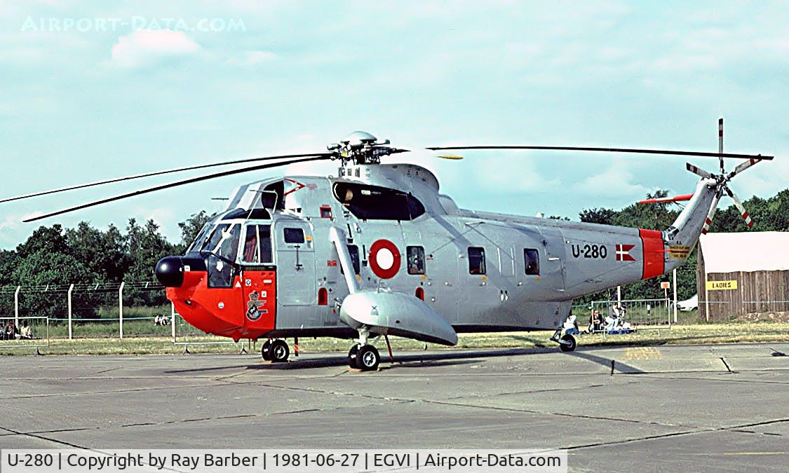 U-280, 1965 Sikorsky S-61A C/N 61280, Sikorsky S-61A-1 Sea King [61280] (Royal Danish Air Force) RAF Greenham Common~G 27/06/1981. Image taken from a slide.