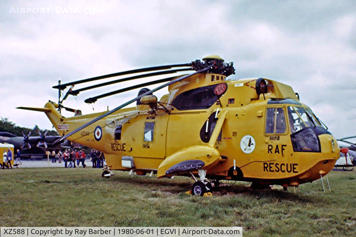 XZ588, 1977 Westland Sea King HAR.3 C/N WA854, Westland WS.61 HAR.3 Sea King [WA854] (Royal Air Force) RAF Greenham Common~G 01/06/1980. Image taken from a slide.