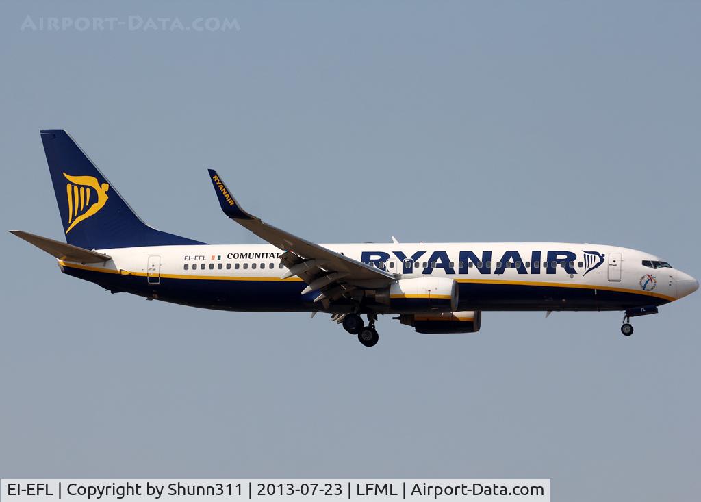 EI-EFL, 2009 Boeing 737-8AS C/N 37534, Landing rwy 31R with additional 'Communitat Valenciana' titles and logo