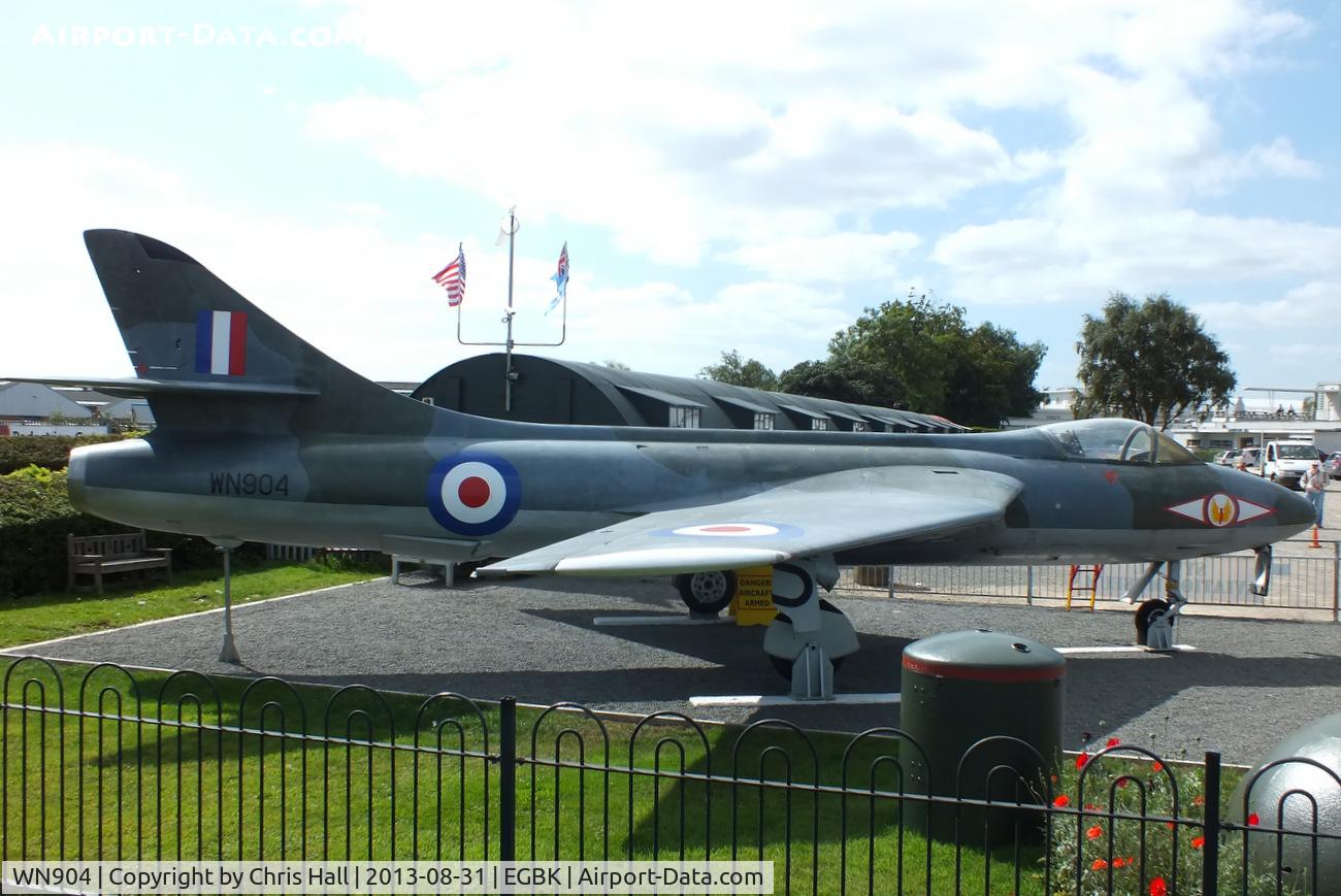 WN904, 1954 Hawker Hunter F.2 C/N S4/U/2912, former RAF Waterbeach gate guard displayed at the Sywell Aviation Museum