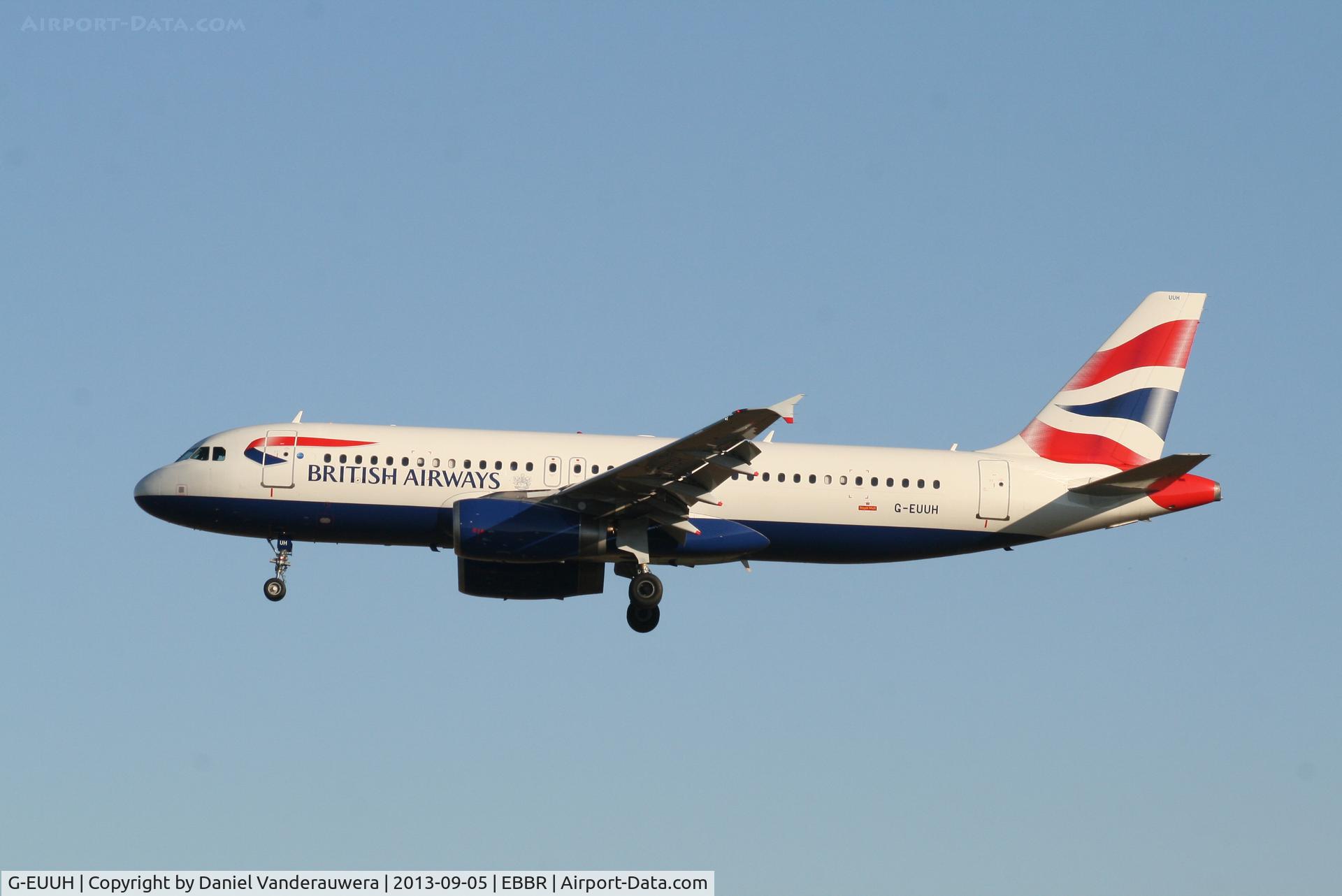 G-EUUH, 2002 Airbus A320-232 C/N 1665, Arrival of flight BA392 to RWY 25L