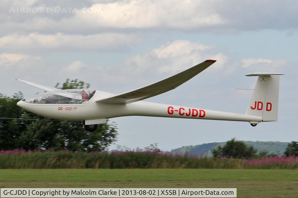 G-CJDD, 1982 Glaser-Dirks DG-200/17 C/N 2-171CL17, Glaser-Dirks DG-200-17 being launched for a cross country flight during The Northern Regional Gliding Competition, Sutton Bank, North Yorks, August 2nd 2013.