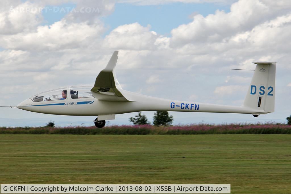 G-CKFN, 2003 DG Flugzeugbau DG-1000S C/N 10-29S28, DG Flugzeugbau DG-1000S being launched for a cross country flight during The Northern Regional Gliding Competition, Sutton Bank, North Yorks, August 2nd 2013.