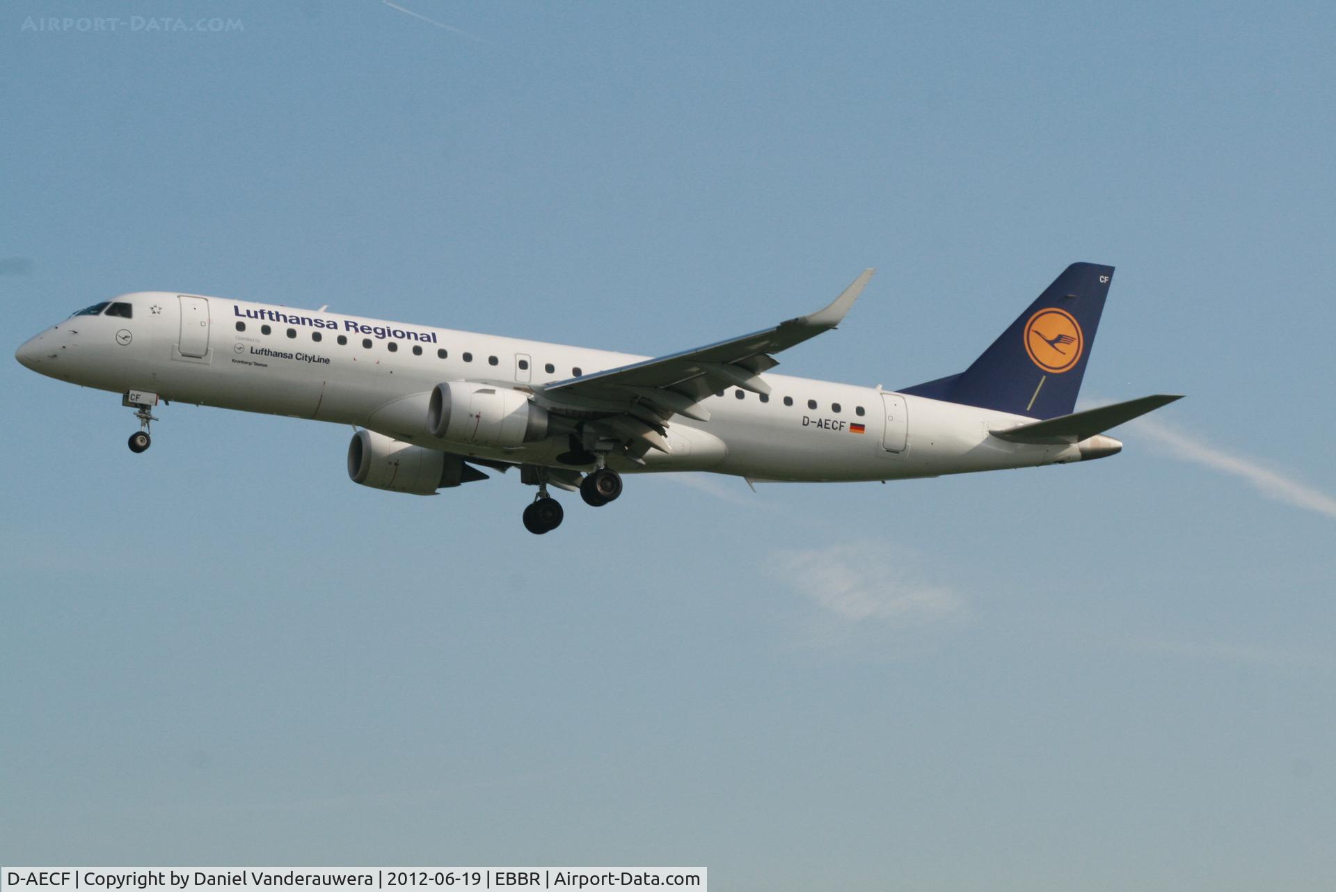 D-AECF, 2010 Embraer 190LR (ERJ-190-100LR) C/N 19000359, Arrival of flight LH1006 to RWY 25L