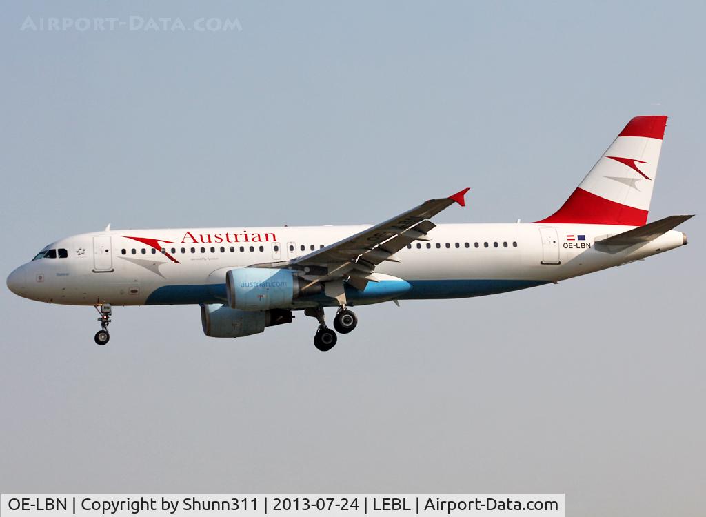 OE-LBN, 1997 Airbus A320-214 C/N 768, Landing rwy 25R