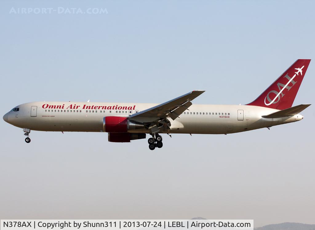 N378AX, 1996 Boeing 767-33A C/N 28147, Landing rwy 25R