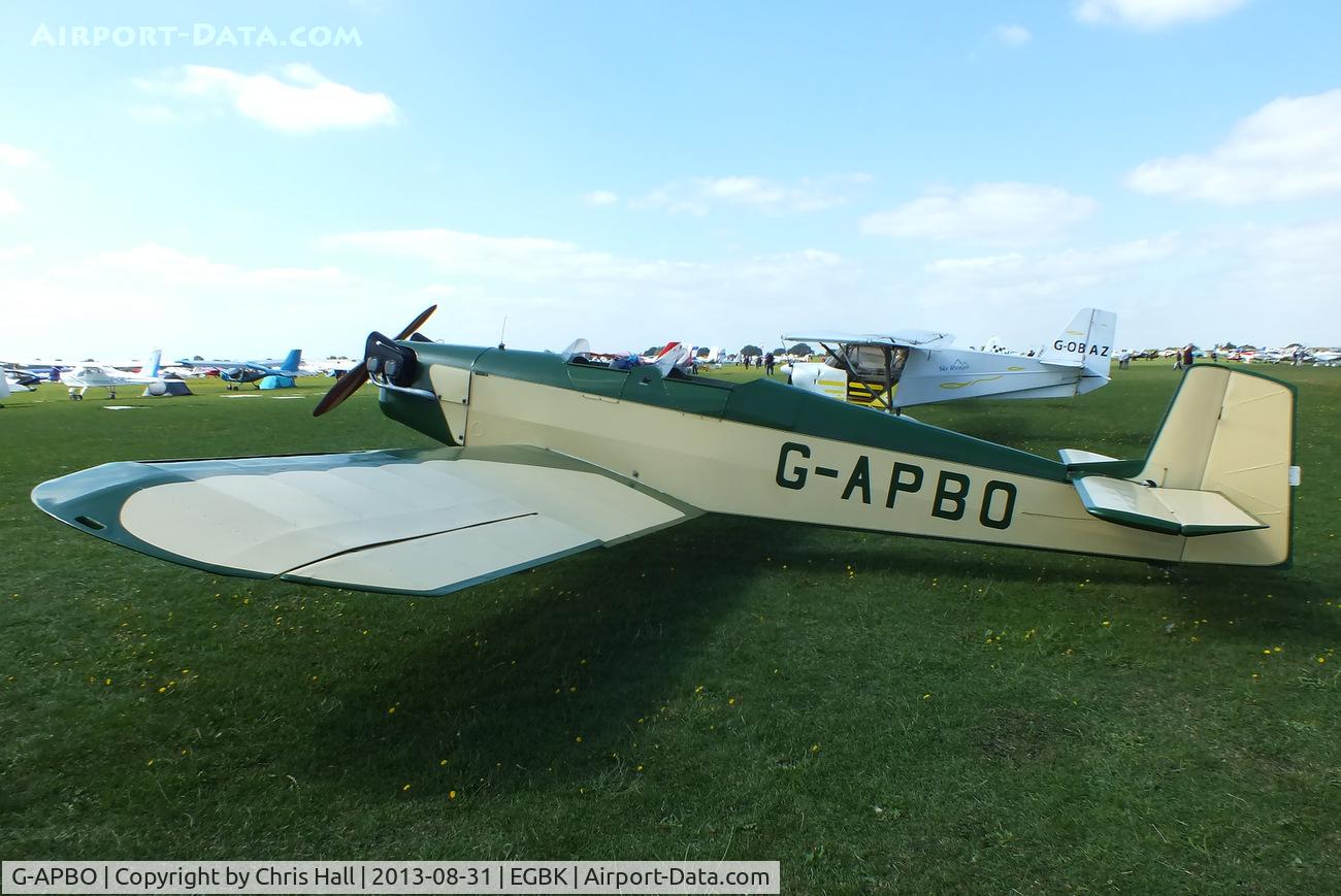 G-APBO, 1960 Druine D-5 Turbi C/N PFA 229, at the LAA Rally 2013, Sywell