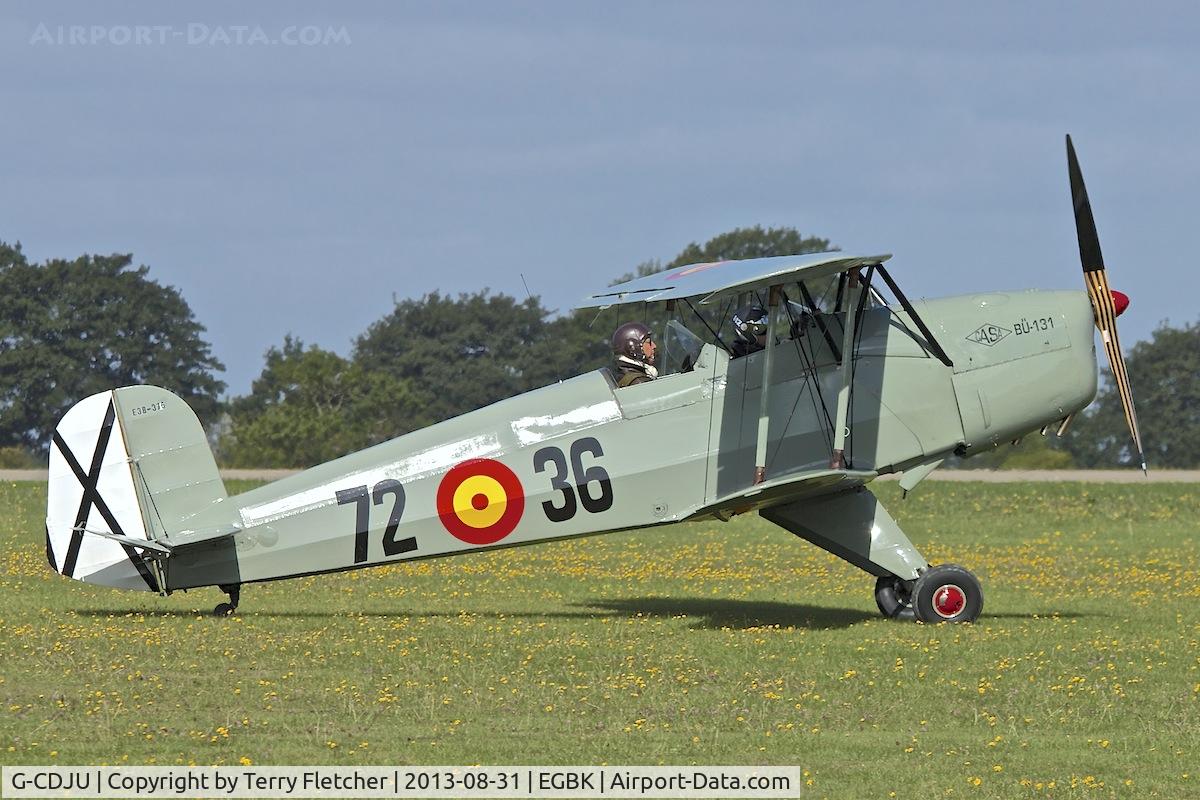 G-CDJU, 1954 CASA 1-131E Jungmann C/N 1078, Arriving at the 2013 Light Aircraft Association Rally at Sywell in the UK