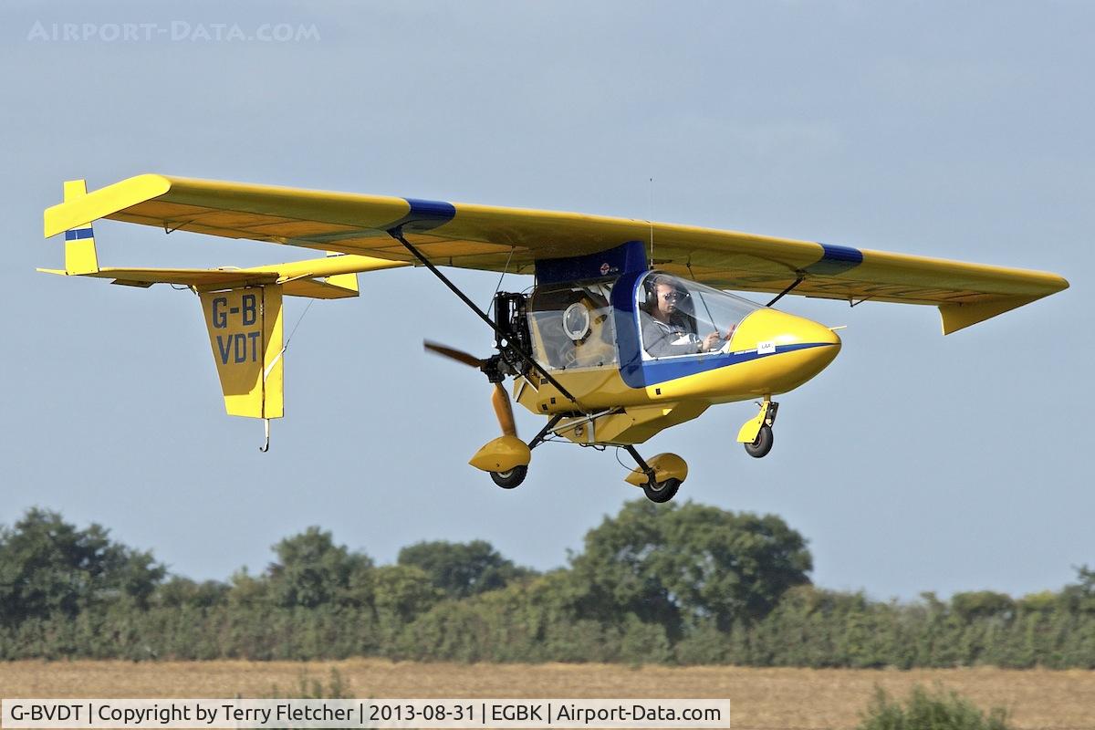 G-BVDT, 1996 CFM Streak Shadow C/N PFA 206-12462, Arriving at the 2013 Light Aircraft Association Rally at Sywell in the UK