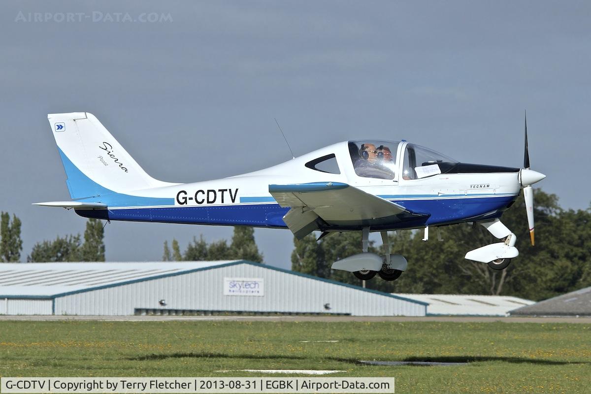 G-CDTV, 2007 Tecnam P-2002EA Sierra C/N PFA 333-14501, Arriving at the 2013 Light Aircraft Association Rally at Sywell in the UK