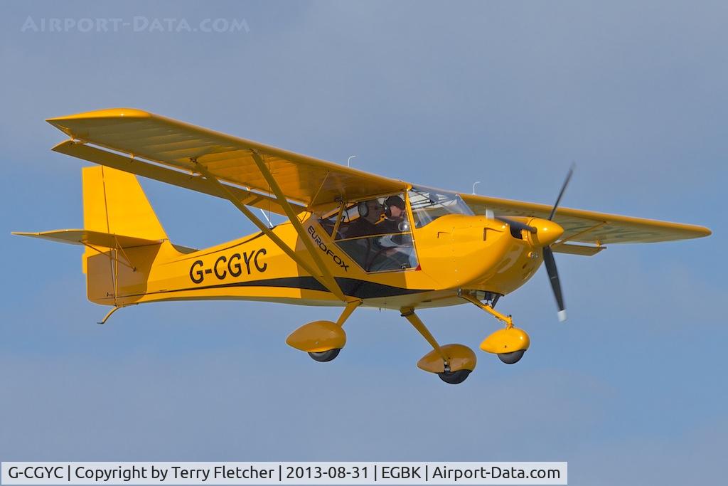 G-CGYC, 2012 Aeropro Eurofox 912(S) C/N LAA 376-15100, Arriving at the 2013 Light Aircraft Association Rally at Sywell in the UK
