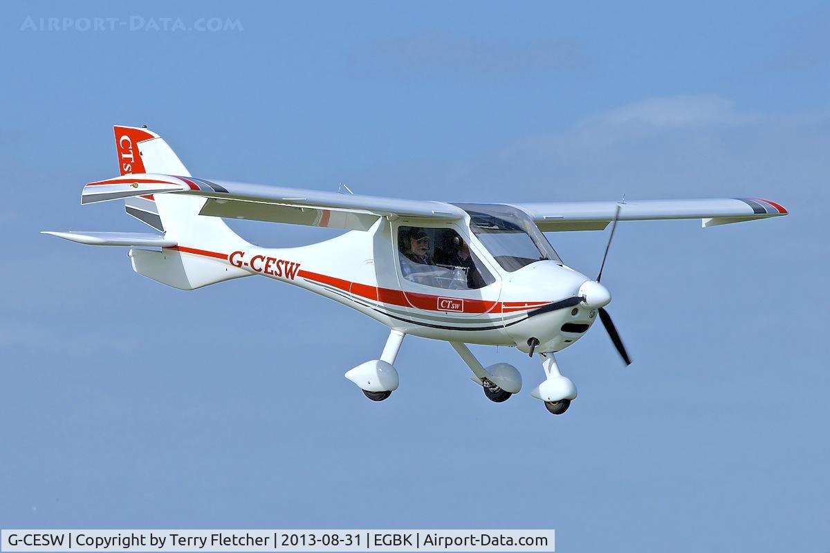 G-CESW, 2007 Flight Design CTSW C/N 8296, Arriving at the 2013 Light Aircraft Association Rally at Sywell in the UK
