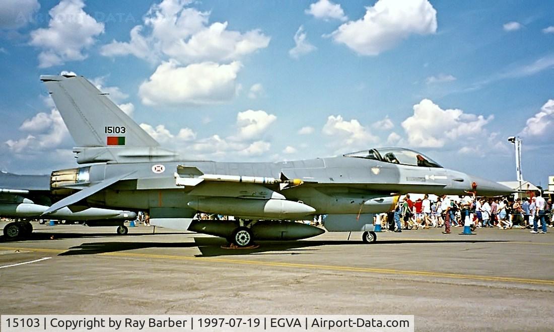 15103, 1993 Lockheed F-16AM Fighting Falcon C/N AA-3, General Dynamics F-16A Fighting Falcon [AA-3] (Portuguese Air Force) RAF Fairford 19/07/1997