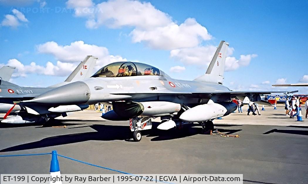 ET-199, 1986 Fokker F-16B Fighting Falcon C/N 6G-15, General Dynamics F-16B Fighting Falcon [6G-15] (Royal Danish Air Force) RAF Fairford~G 22/07/1995