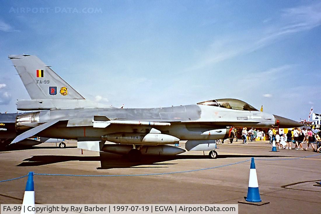 FA-99, SABCA F-16AM Fighting Falcon C/N 6H-99, General Dynamics F-16A Fighting Falcon [6H-99] (Belgian Air Force) RAF Fairford~G 19/07/1997