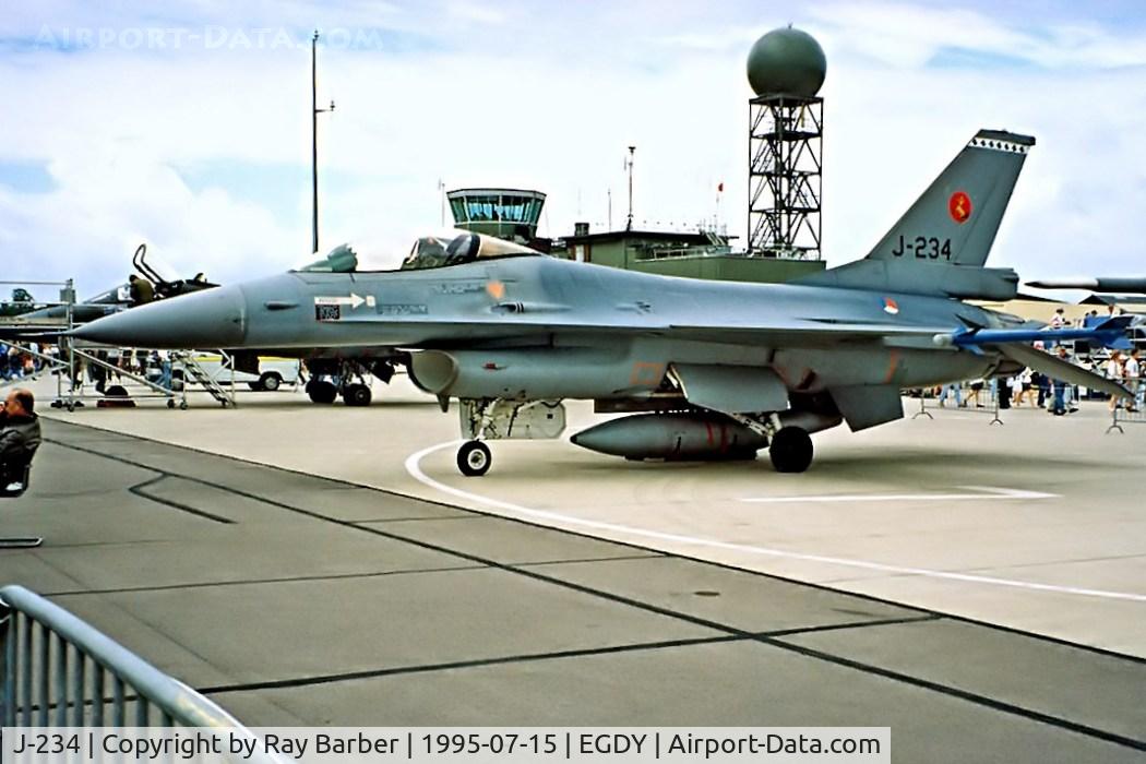 J-234, 1978 General Dynamics F-16A Fighting Falcon C/N 6D-23, General Dynamics F-16A Fighting Falcon [6D-23] (Royal Netherlands Air Force) RNAS Yeovilton~G 15/07/1995