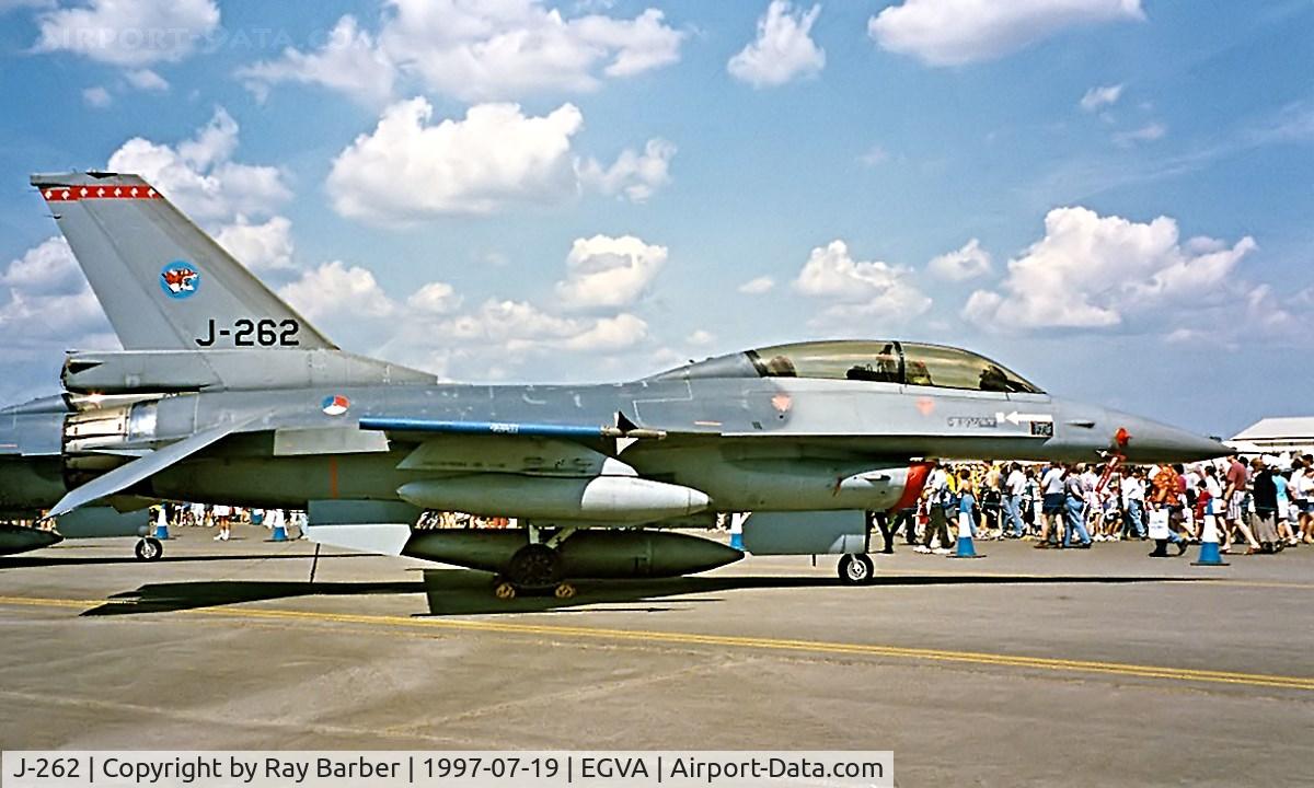 J-262, 1978 Fokker F-16B Fighting Falcon C/N 6E-4, General Dynamics F-16B Fighting Falcon [6E-4] (Royal Netherlands Air Force) RAF Fairford~G 19/07/1997