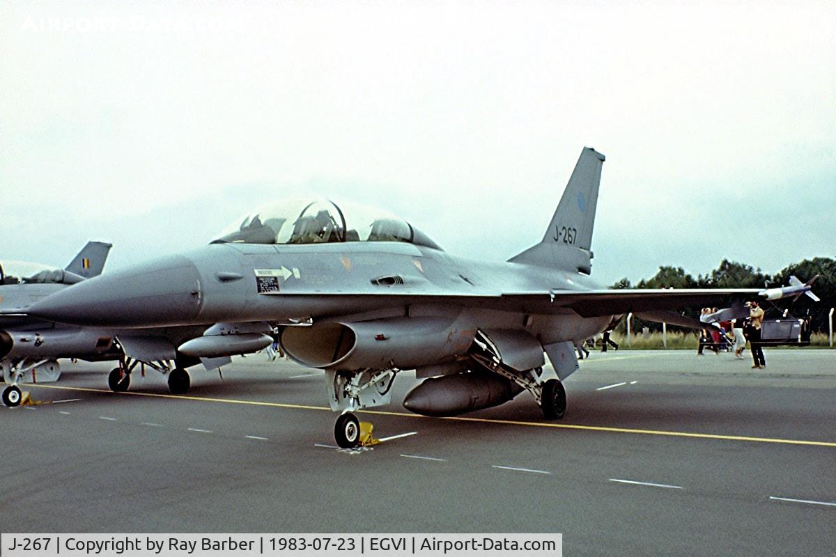 J-267, 1978 Fokker F-16B Fighting Falcon C/N 6E-9, General Dynamics F-16B Fighting Falcon [6E-9] (Royal Netherlands Air Force) RAF Greenham Common~G 23/07/1983. Taken from a slide.