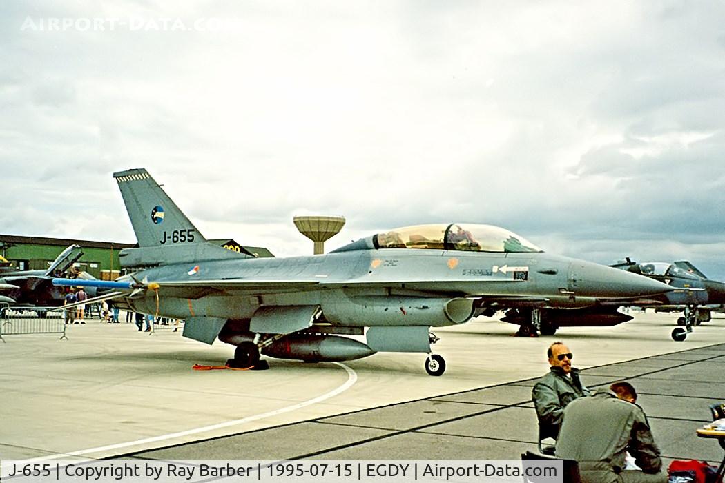 J-655, Fokker F-16B Fighting Falcon C/N 6E-20, General Dynamics F-16B Fighting Falcon [6E-20] (Royal Netherlands Air Force) RNAS Yeovilton~G 15/07/1995