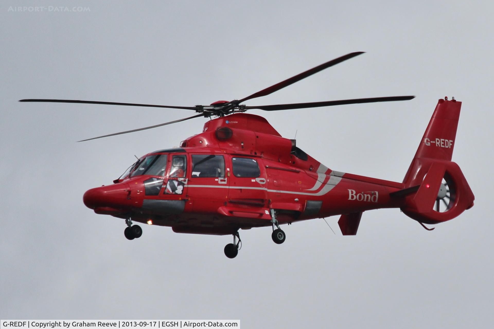G-REDF, 2009 Eurocopter AS-365N-3 Dauphin 2 C/N 6884, About to land at Norwich.