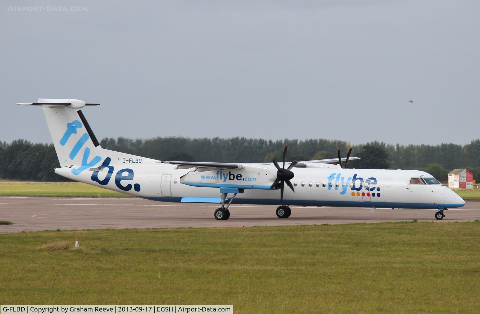G-FLBD, 2009 De Havilland Canada DHC-8-402Q Dash 8 C/N 4259, Turning ready for take off.
